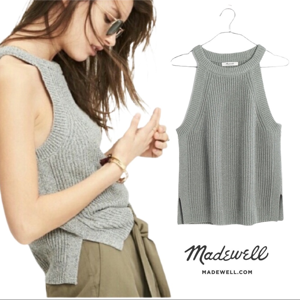 Madewell Knit Vally Sleeveless Sweater in Gray